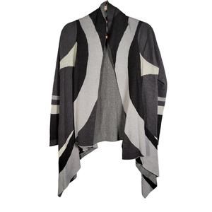 INC International Concepts Black Gray Waterfall Open Knit Sweater Women Size S